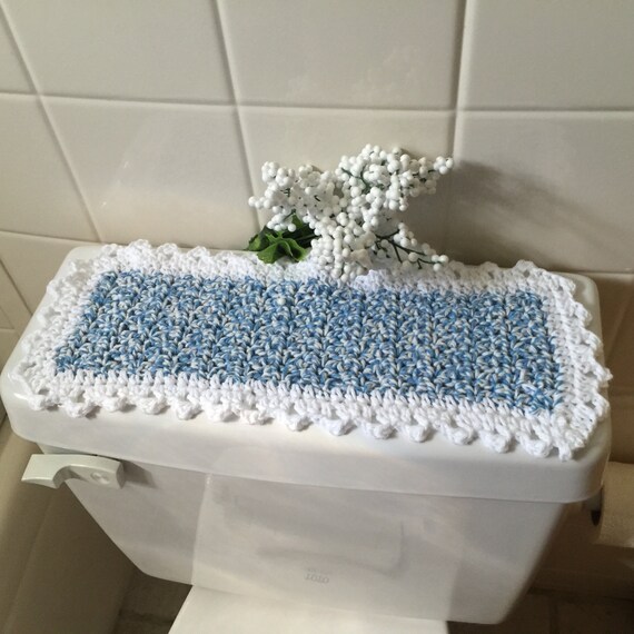 Potty Topper Toilet Tank Mat Commode Cover Blue & White