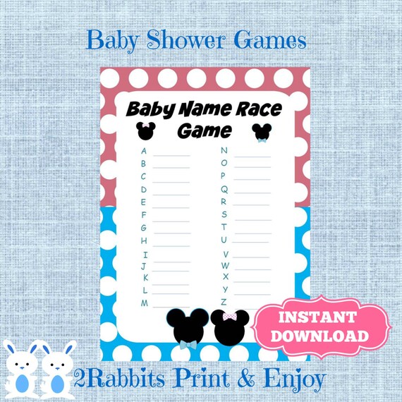 gender reveal baby name race game mickey minnie mouse baby