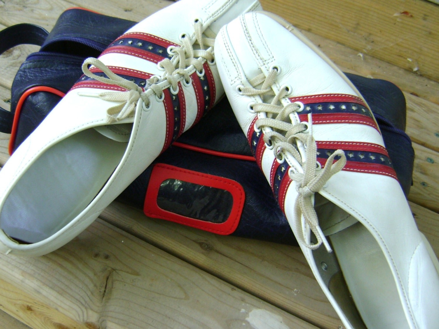 Bowling Shoes Vintage Retro Mens White Leather Fathers Day