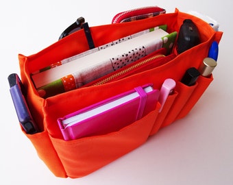 Orange Purse Organizer Bag Insert, Polyester Waterproof Bag Organizer