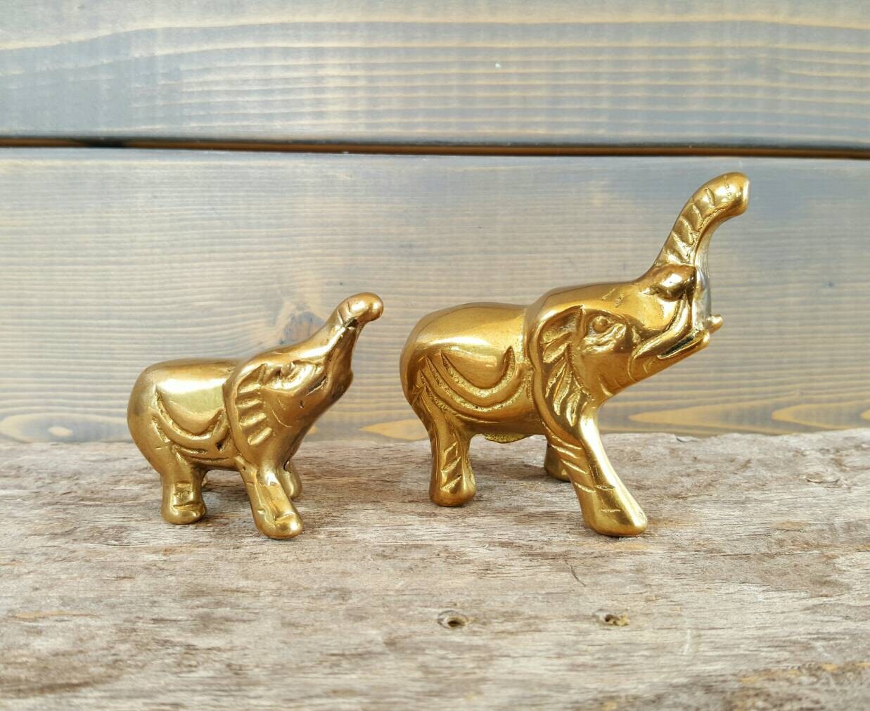 Small Brass Elephants Vintage Elephant Figurine Brass Home