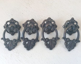 long flat rounded antique brass cabinet pulls