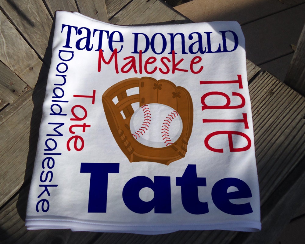 Personalized Baseball Baby Blanket Sports Theme Receiving