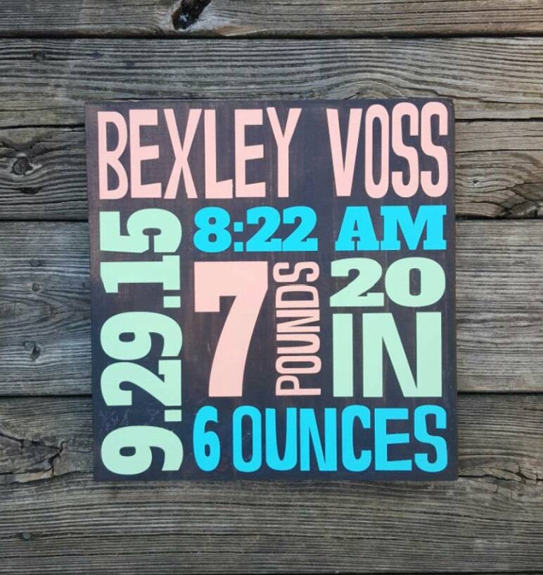 Birth Announcement Sign Birth Stat Sign Baby Gift Homemade