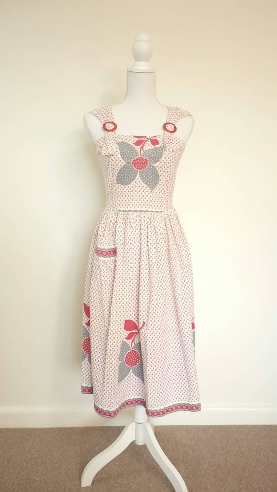 Vintage 1930's floral cotton sun dress apron dress summer