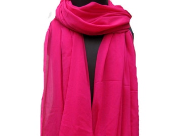 Magenta scarf/ silk scarf/ border scarf / plain scarf/ long scarf/ gift scarf / gift ideas.