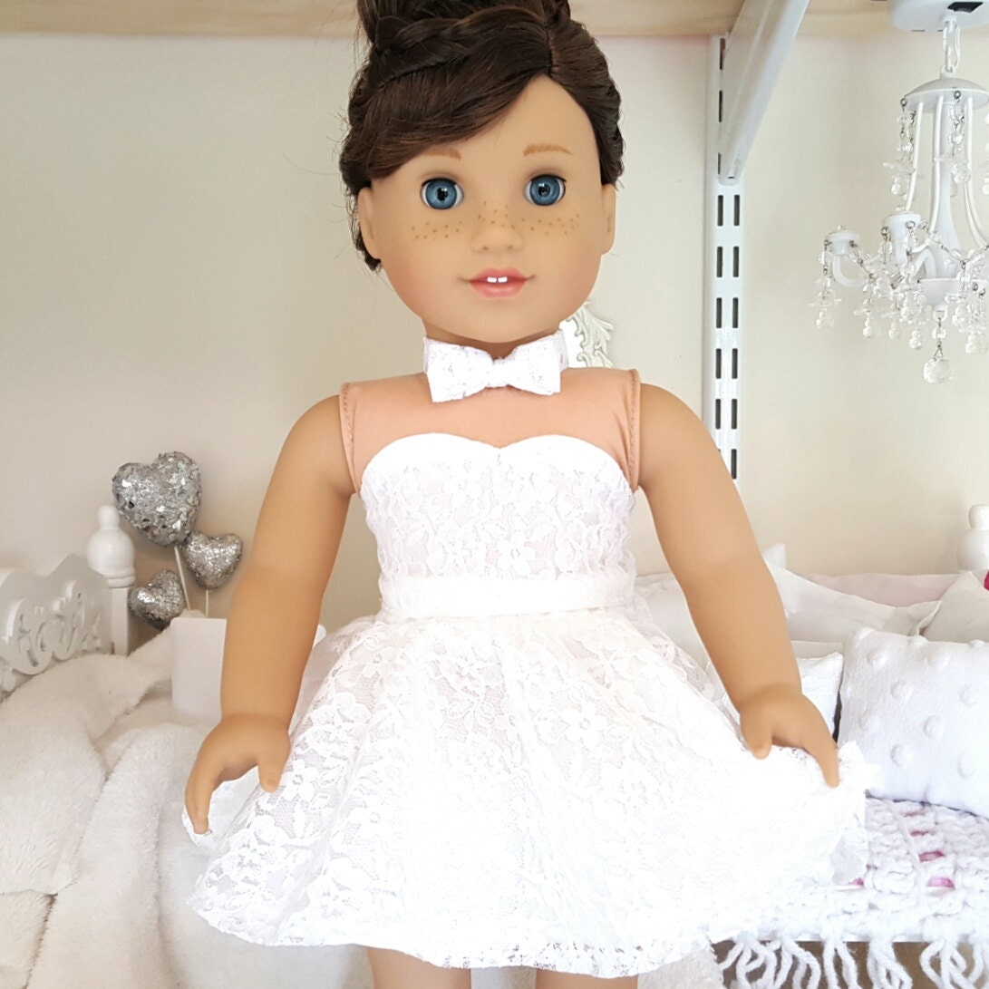 American girl doll white lace skirt bustier and bowtie