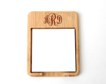 Monogram Sticky Note Holder - Office Gift - Bamboo Post it note desk accessory