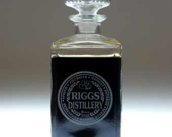 Men's Personalized gift Whiskey decanter with Distilled Spirit names label.Whiskey gift, dad gift,groom,groomsman,groomsmen,best man
