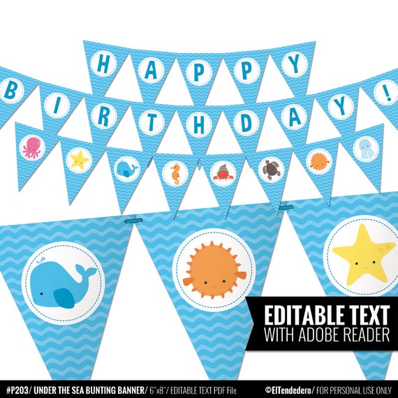 Items Similar To Under The Sea Bunting Banner - Printable Birthday 