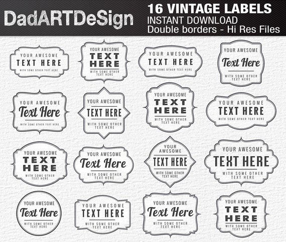 Vintage labels with elegant double thin borders, PSD + EPS Vector