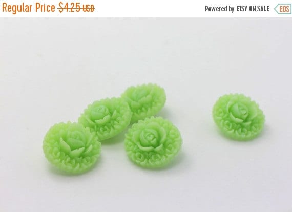 5 Mint Green Rose Resin Shank Button Rose by boysenberryaccessory