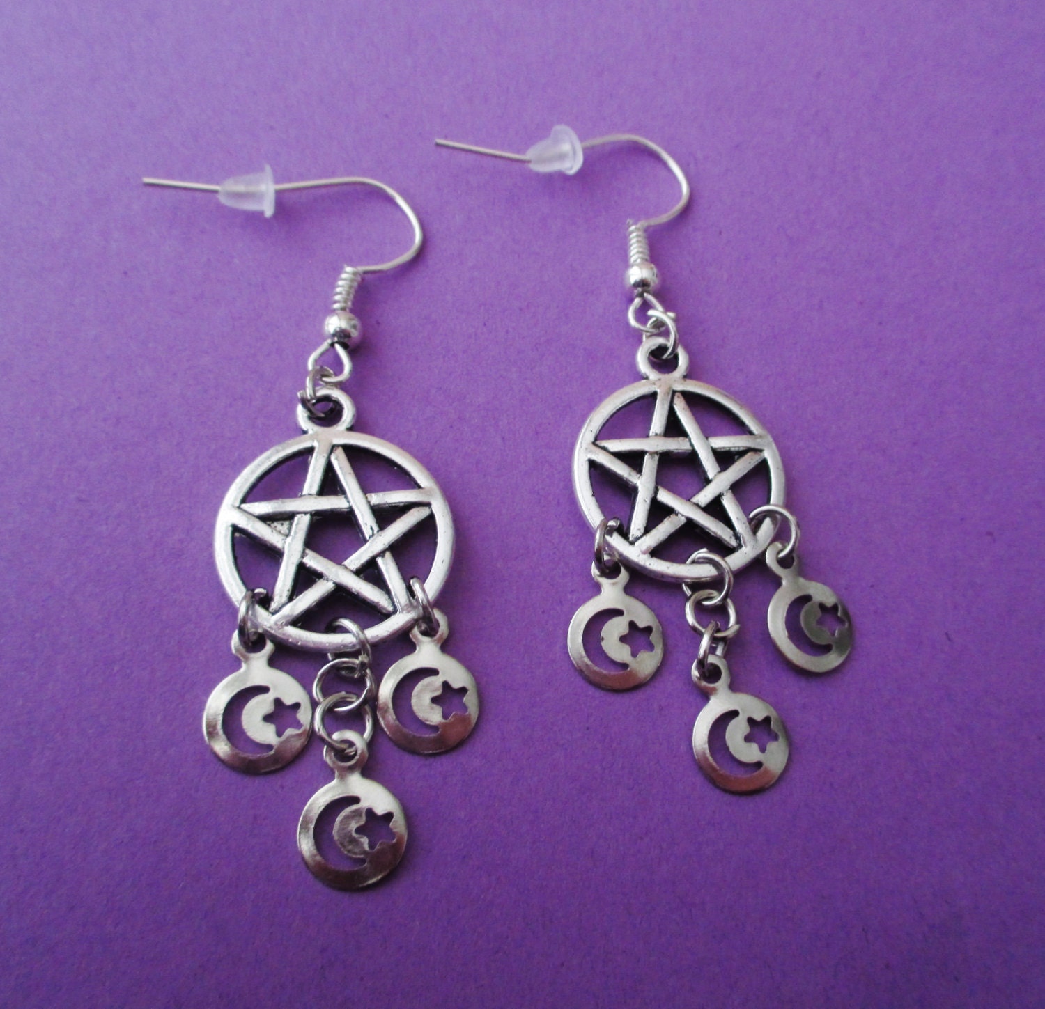 pentagram earrings pastel goth gothic earrings by OfStarsAndWine