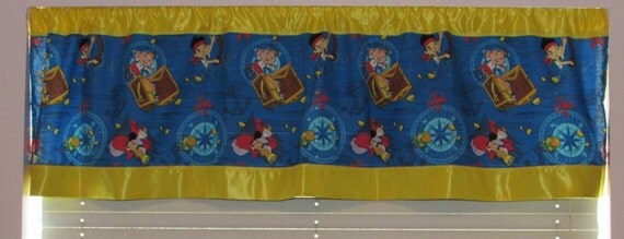 Jake Pirates satin edge curtains/cotton valance/yellow satin edge