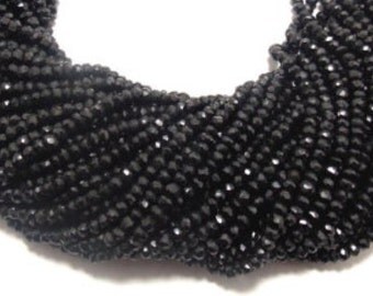 5 Strand Black Onyx Faceted Rondelle 3-4mm Beads