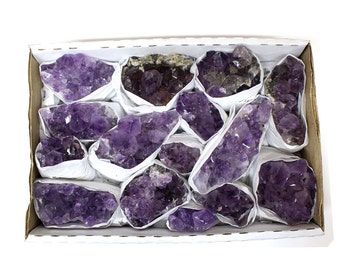Purple Amethyst Cluster - Natural Raw Purple Amethyst Cluster - Box of 8-14 Pieces Approx 1-2lbs (RK13TS)
