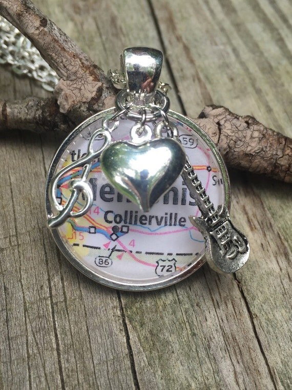 Memphis Necklace River City jewelry Memphis map and charm