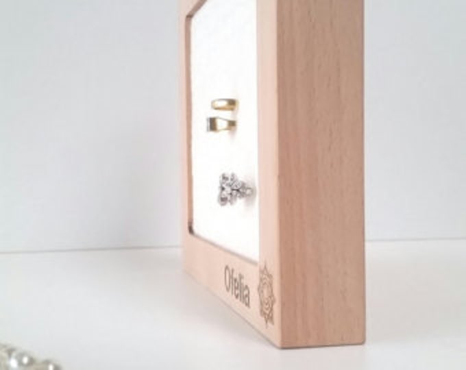 Jewelry box for rings + Your Logo Board For Craftshow Etalage Beech Wood Display