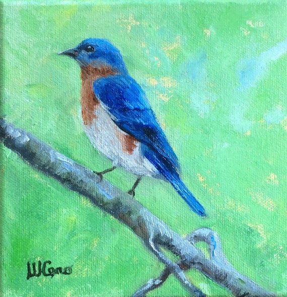 Bluebird art original oil painting