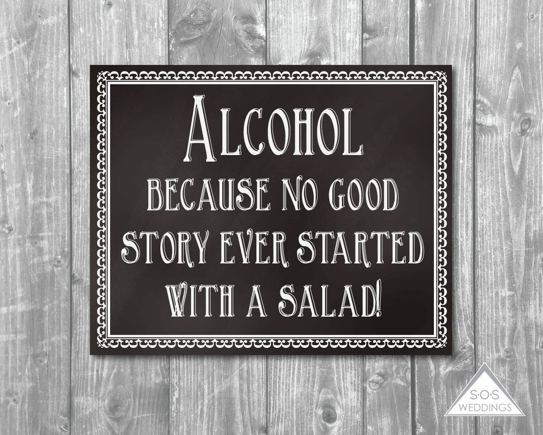 Chalkboard Alcohol Sign No Good Story Ever Started with