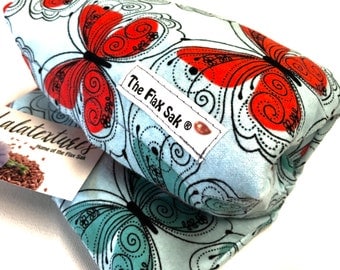 Microwave Flax HEATING PAD, hot cold pack, Butterfly flannel, Christmas gift ideas, Flannel washable covers, Fibromyalgia, Pain relief,