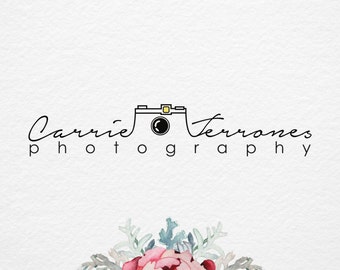 Hand drawn Photography logo, Premade Photography Logo Design, Camera logo