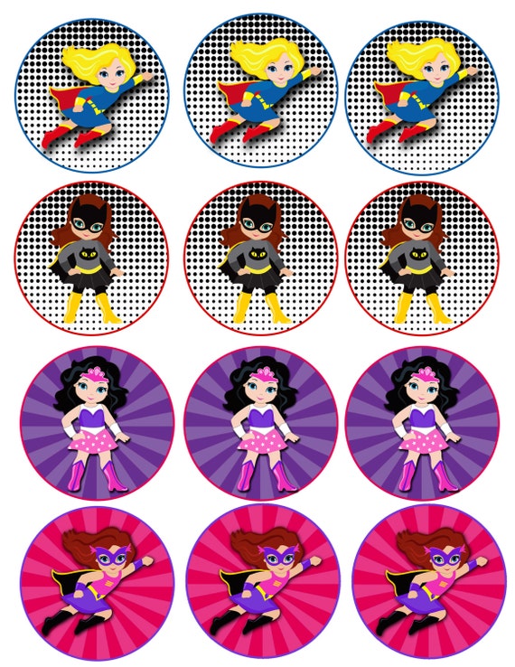 Girl Power Superhero cupcake toppers/stickers