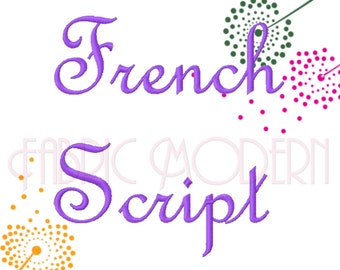 FRENCH SCRIPT Embroidery Font Design, 2 inch, upper and lower case and numbers , #585