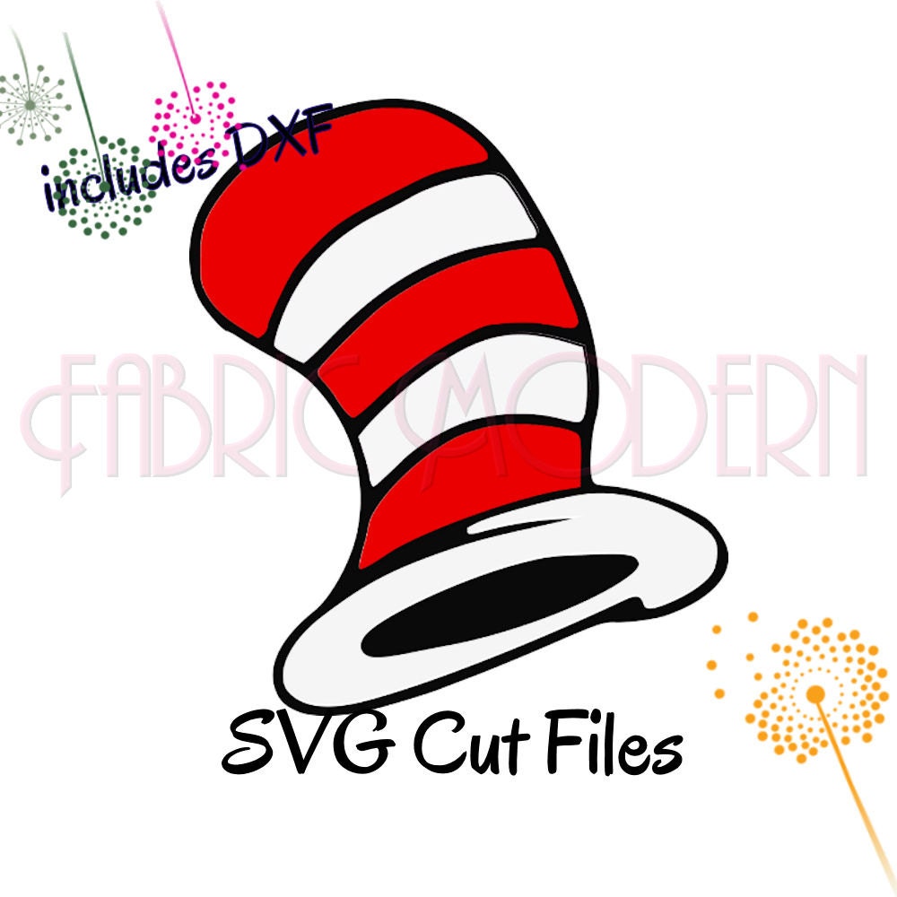Download Cat in the Hat Silhouette svg cutting file svg dxf by FabricModern