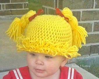 Cabbage Patch Wig, Yarn Wig, Crochet Wig, Doll Wig, Cabbage Patch Costume, Halloween Wig, Gifts for Baby Girls, Baby Shower Gifts, Gag Gifts