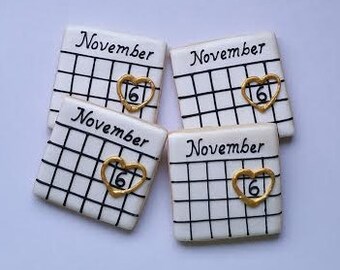 Save the date cookies, Engagement cookies , Bridal Shower cookies 1 Dozen