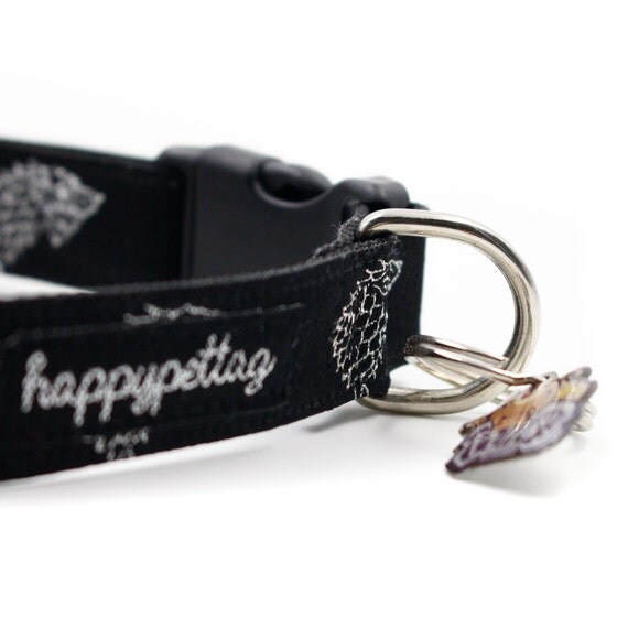 Game of Throne Stark Wolf Black ver Personalized Dog Collars