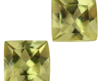 Hebei Peridot Loose Gemstones Set of 2 Cushion Cut 1A Quality 4mm TGW 0.60 cts.