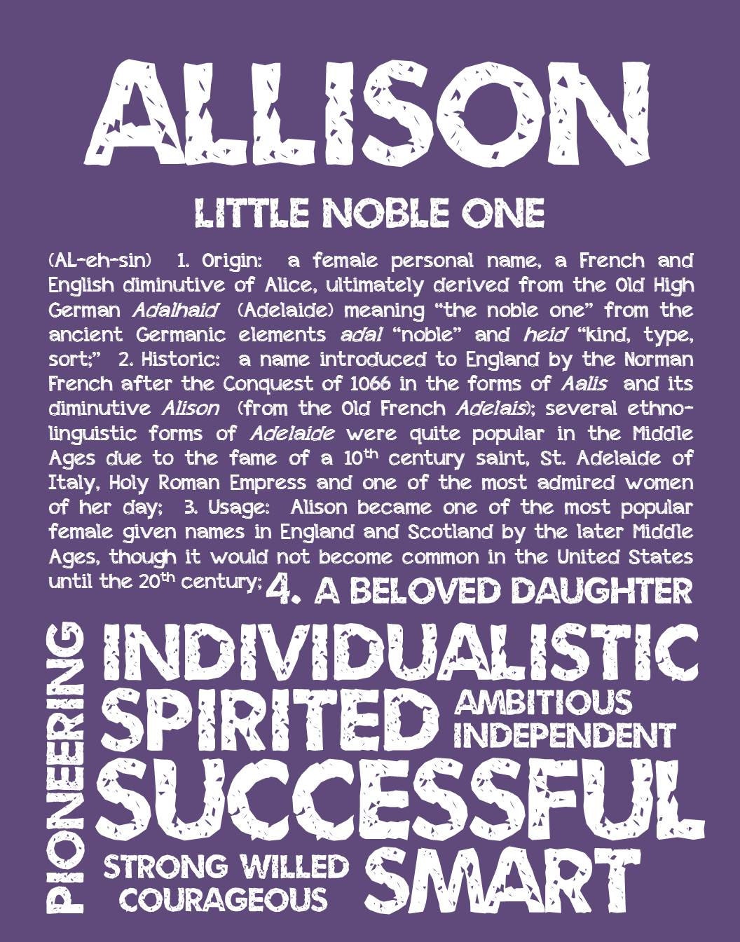 ALLISON Personalized Name Print / Typography Print by OhBabyNames