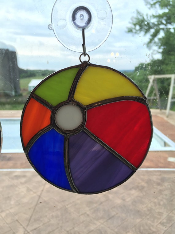 Handmade Stained Glass Beach Ball Suncatcher