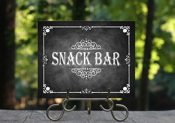 Printable Chalkboard Wedding Snack Bar Sign Snack Bar