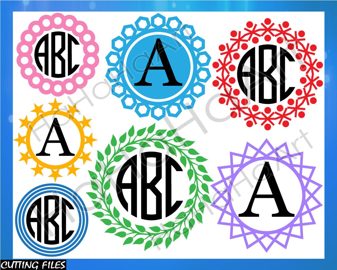 Cute Monogram Frames Cutting Files Svg Png Jpg Eps Dxf