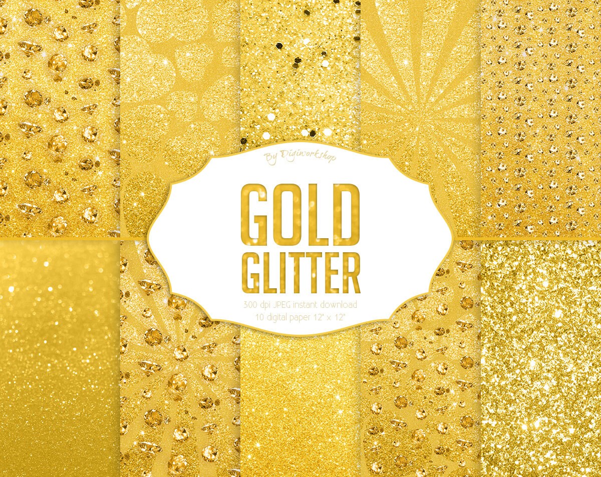 Gold Glitter Digital Paper Gold & Glitter digital