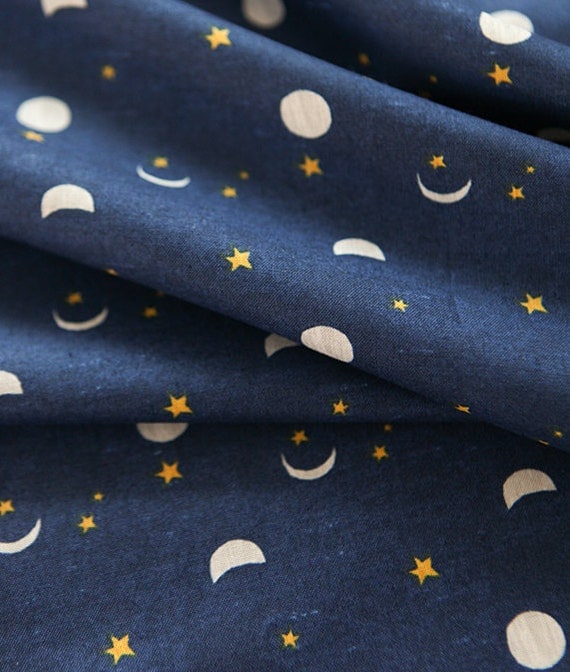 Moon and Star Pattern Cotton Fabric by Yard