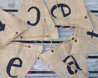 Bunting Flag, Burlap Flag, Burlap Banner, Office Decor, Pennant Flag, Craft Room Decor, Inspirational Decor