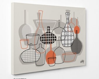 Bottles & Vases | Wall Art Canvas Print - Orange