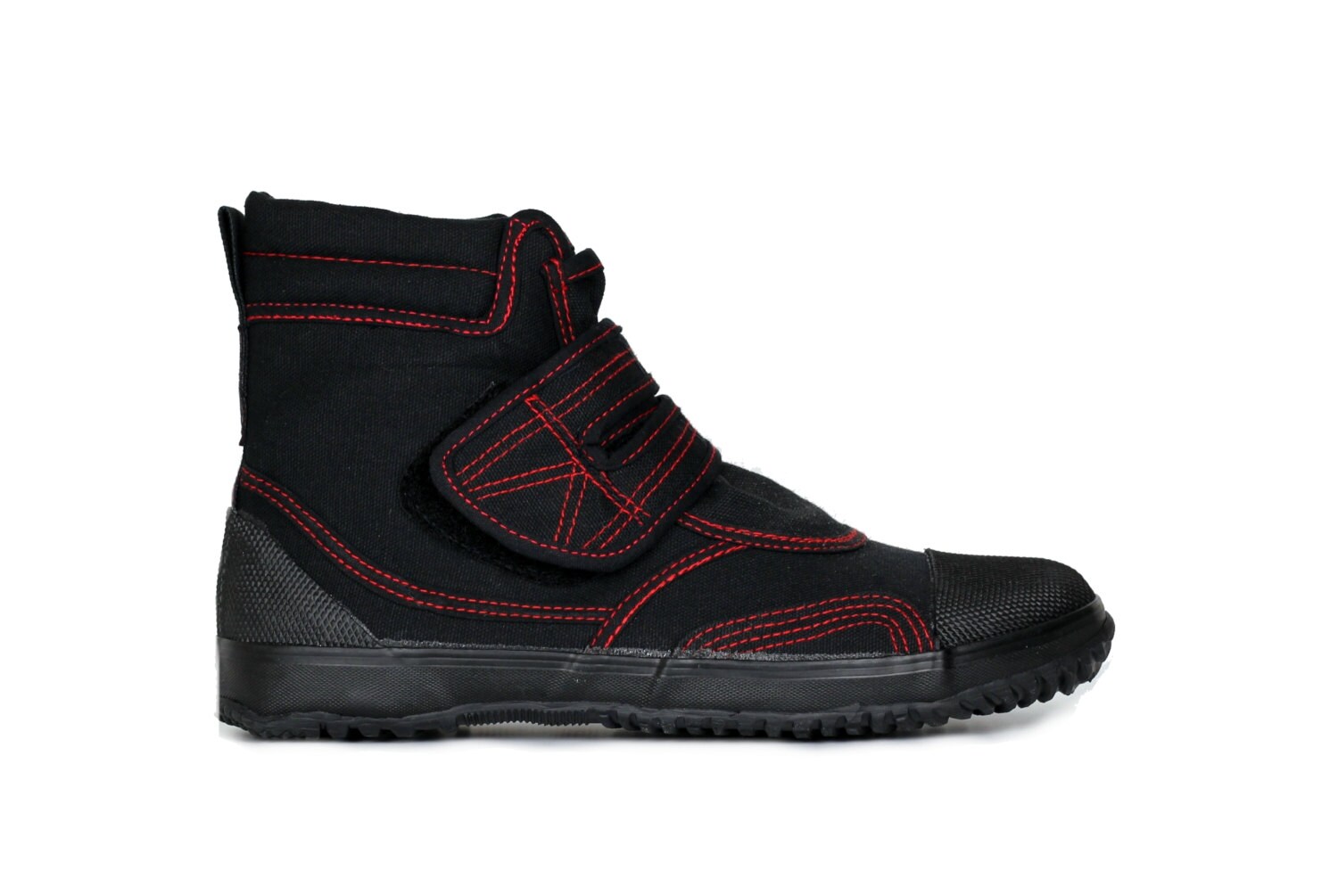 Fugu KaNi cool japanese boots VEGAN Red Stitch Black UNISEX