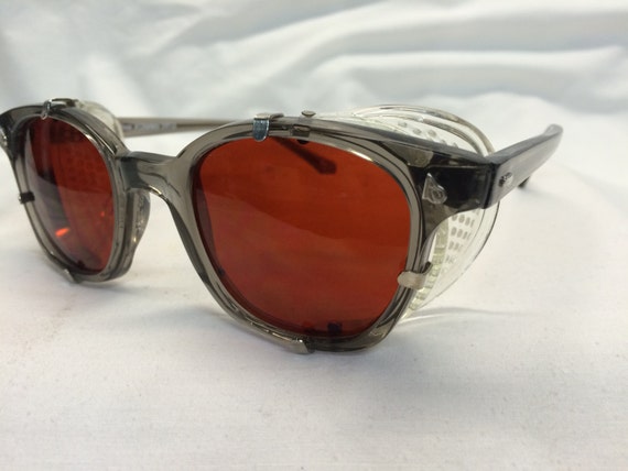 Items Similar To True Vintage American Optical Ao Safety Glasses Detachable Side Shields Amber