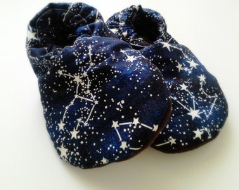 Glow in the dark,baby shoes,galaxy star shoes,vegan baby shoes,christmas baby gift,outer space baby booties,soft sole shoes,baby space shoes