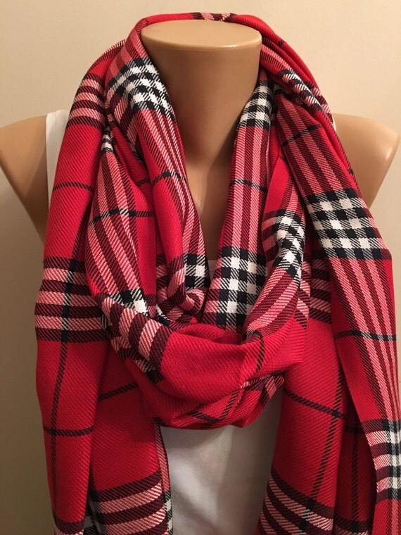 Stripe Red Scarf Red Scarves Pashmina Scarf Womens Fashion