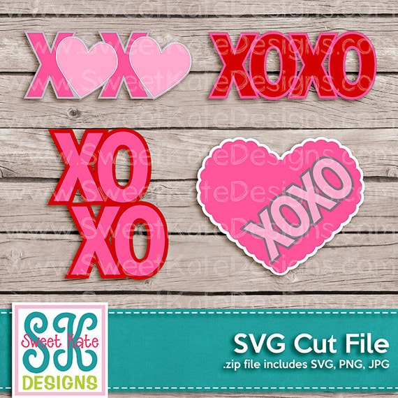 Download XOXO SVG jpg PNG Valentine Cricut Silhouette Scrapbook Die