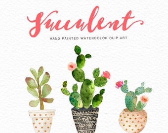 Watercolor succulent clip art collection /Digital clipart watercolor/wedding/ hand painted/Individual PNG files