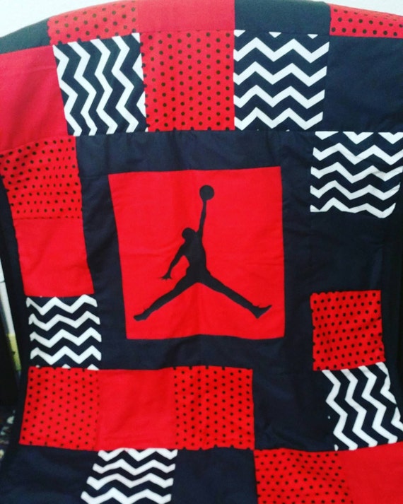 Jordan baby quilt blanket jumpman crib blanket by SewBlankieBaby