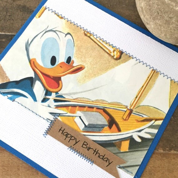 Disney Donald Duck Birthday Card Vintage Little Golden Book