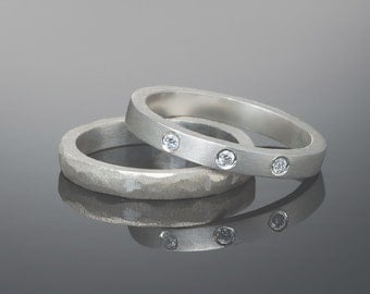 stacking modern wedding ring set simple diamond ring set his and hers wedding rings - Modern Wedding Rings stacking modern wedding ring set simple diamond ring set his and hers wedding rings - Modern Wedding Rings